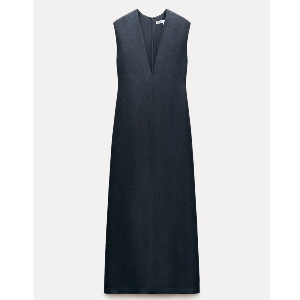 Zara long V neck dress ZW collection, size Small NWT